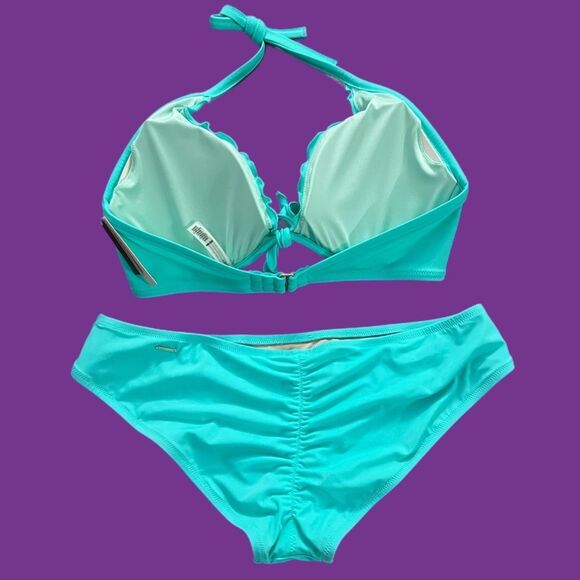 Victorias Secret Swim Capri Ruffle Bikini top Removable Push Up & Bottom 38C  XL - Picture 3 of 5
